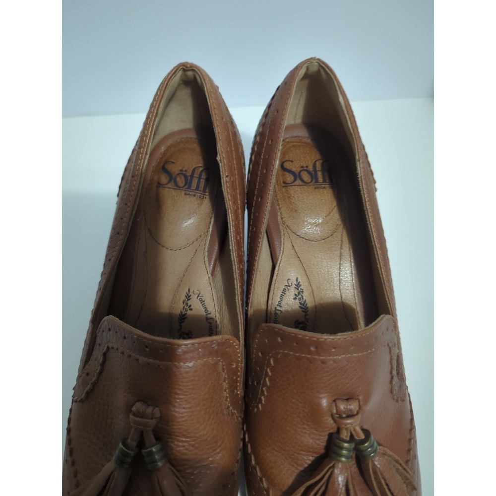 Sofft Loafer Pumps 8.5 Brown Leather Comfort Vintage Style Academia Tassel - Picture 7 of 16